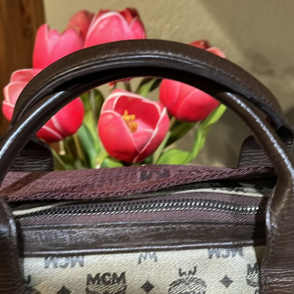 MCM Beige Monogram Visetos Canvas Leather Marble Briefcase Bag - Picture 5 of 15